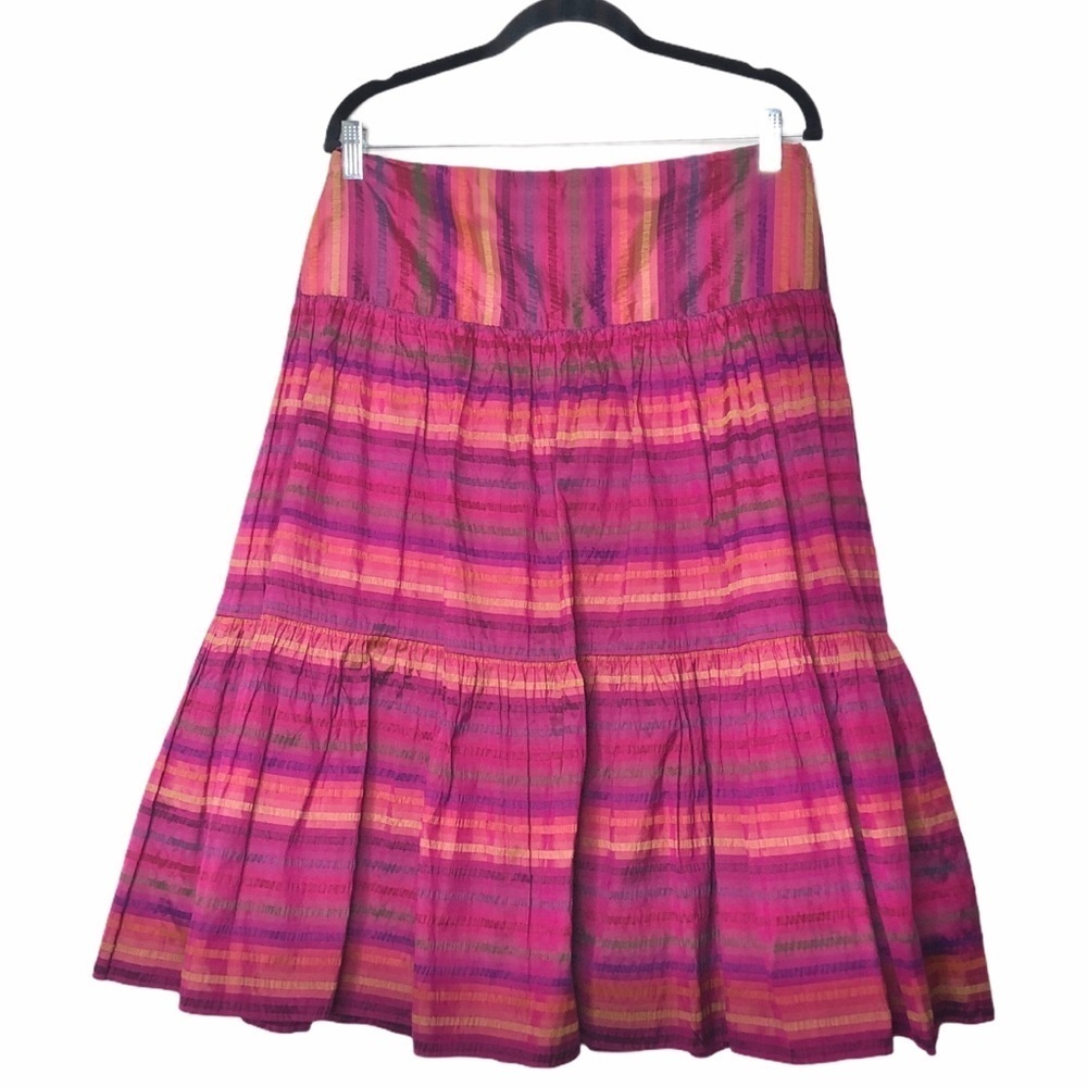 Ralph Lauren Silk Taffeta Tiered Rainbow Skirt Black Label